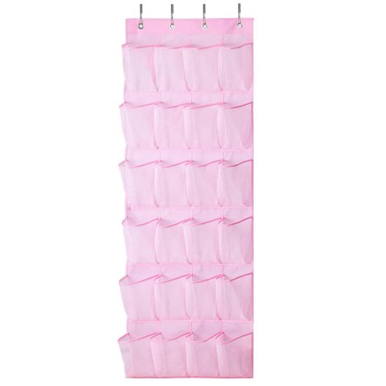 Non-woven Fabric Hanging Bag with Hook 24 Mesh Pocket 6 Layers Large Capacity Foldable Over Door Hanging Hat Shoe Storage Pouch Organizer Home