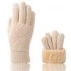 1pair Women Winter Gloves Outdoor Touch Screen Warm Full Finger Glove Thickened Knitted Cycling Work Gloves