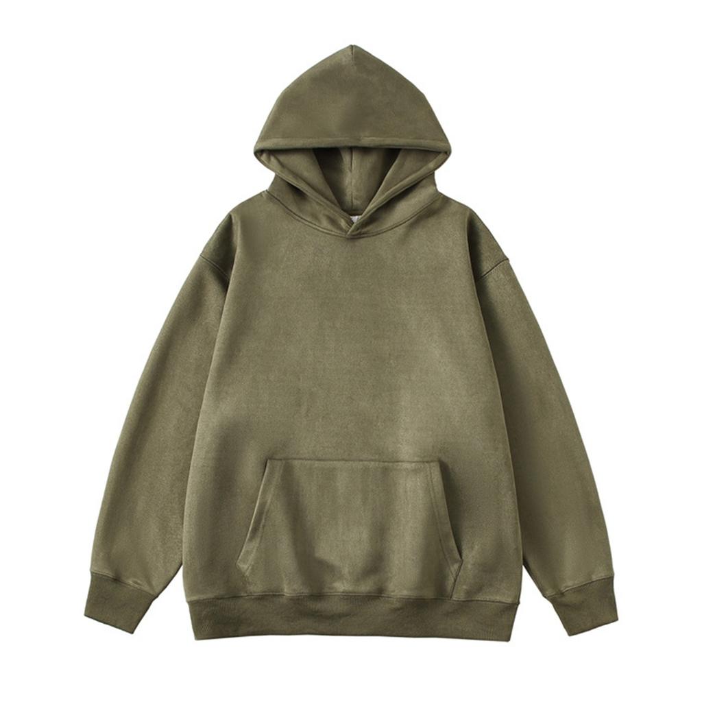 Осенний мужской замшевый гладкий свитер с капюшоном, новый большой базовый размер