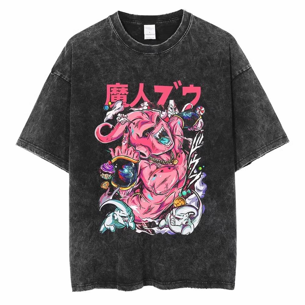Dragon Ball Broly Super Saiyan Green Flame Nostalgic Washed Men T-Shirt Cotton Men's and Women's Summer Top