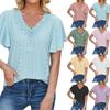 Ladies Casual Fashion Sexy Lace V-neck Ruffle Sleeve Solid Color T-shirt