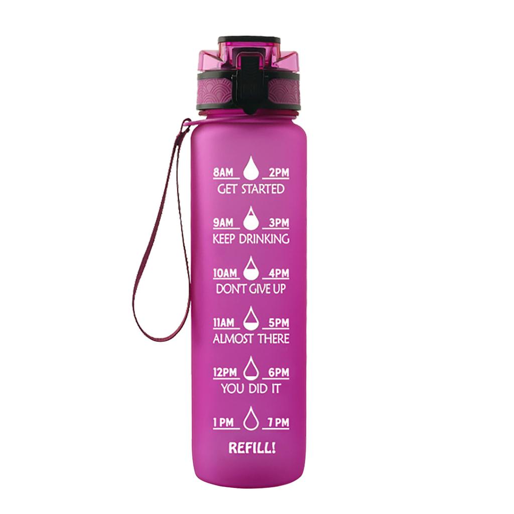 Large Water Bottle With Motivational Time & Removable Strainer, For Fitness, Gym And Outdoor Sports