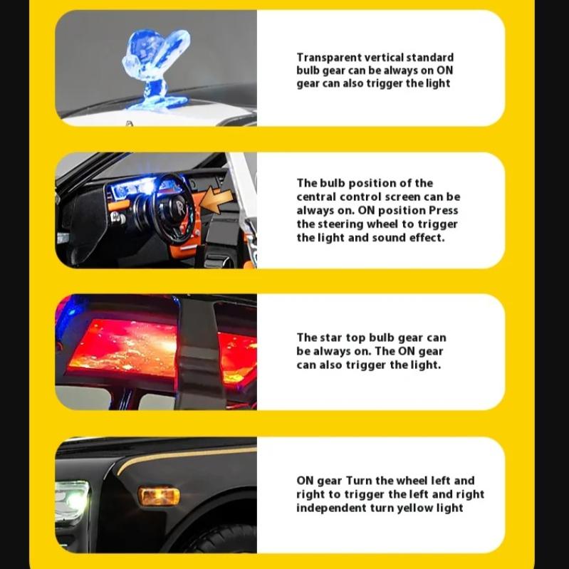 Масштаб 1/22 Rolls Phantom Модель автомобиля из сплава Diecasts Металлические транспортные средства Собирайте имитационные украшения Звуковые и световые подарки для детей