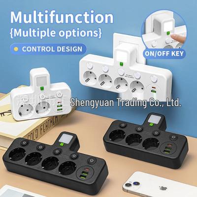 Европейский многофункциональный удлинитель с быстрой зарядкой USB и независимыми выключателями