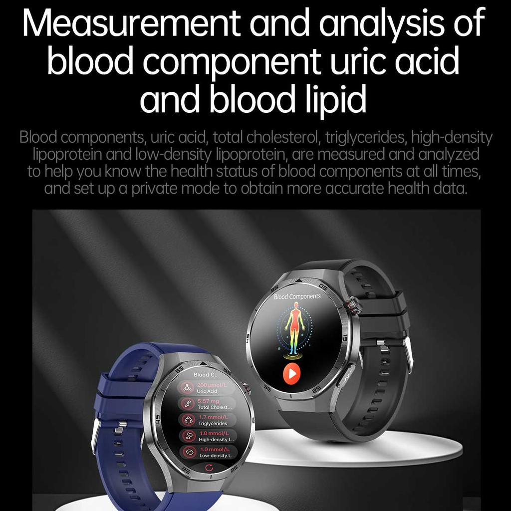 2025 НОВЫЕ Смарт-часы для микрофизического обследования здоровья ЭКГ АД Кислород крови Мочевая кислота Жир крови Температура Вызов по Bluetooth Умные часы