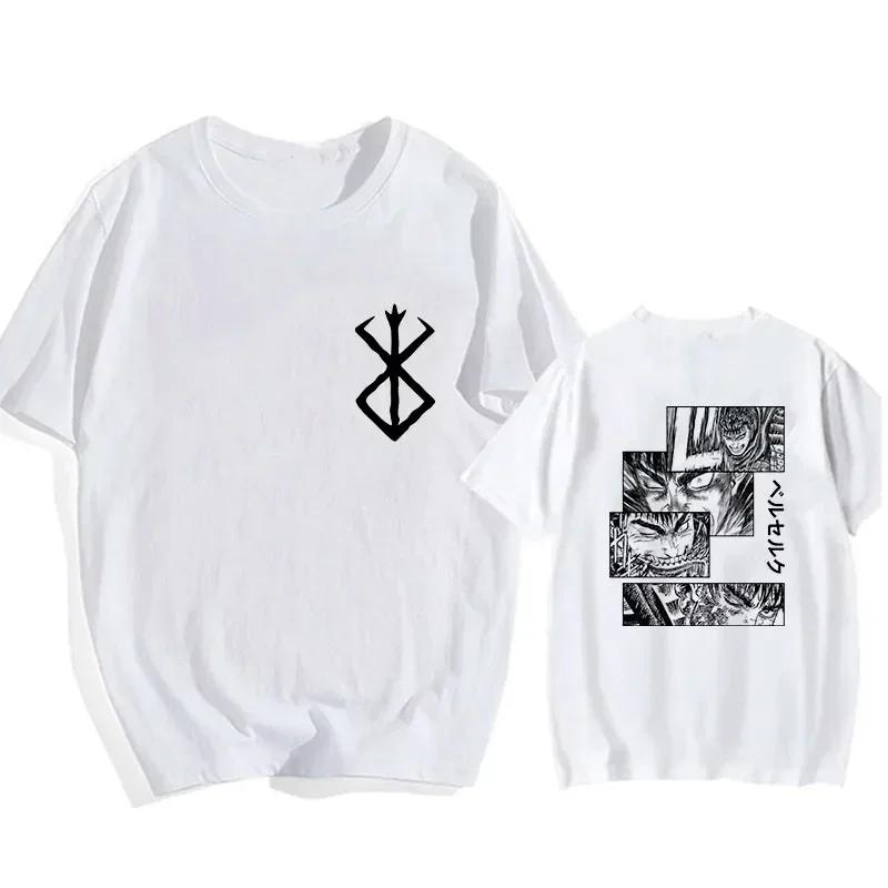 Футболка больших размеров с японским аниме Harajuku Berserk Guts Eyes Print Funny, графическая футболка, уличная футболка Manga, топ, футболки в стиле хип-хоп
