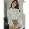 White Shirt for Women Blouses Long Sleeves for Spring Autumn Loose Sweet Top Shirt