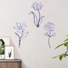 3Pcs Metal Flowers Wall Art Minimalist Floral Decor Flower Hanging Line Painting for Balcony Indoor