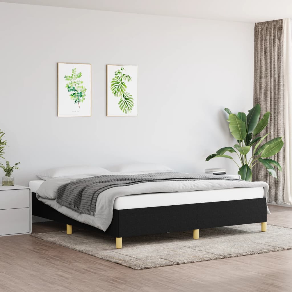 Box Spring Bed Frame Black 160 x 200 cm Fabric