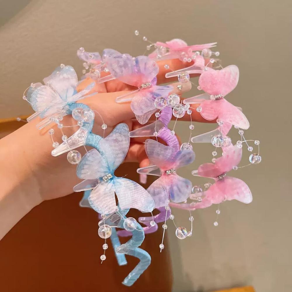 Cute Children Streamer Hair Hoop Shiny Fairy Pearl Hairband Gifts Princess Headband for Kids Girls
