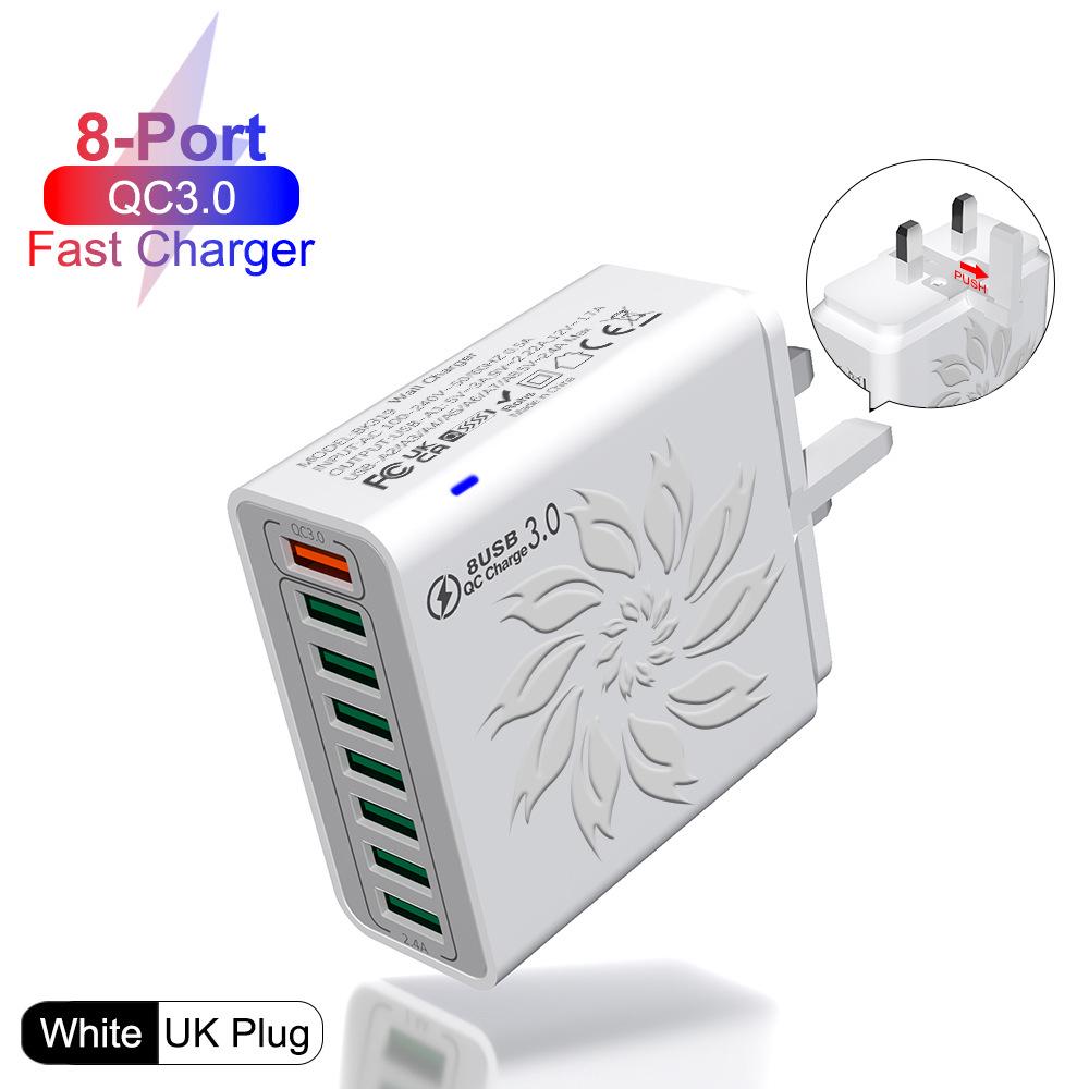 30 Вт QC3.0 Цветной Цветок 8-портовое USB Быстрое Зарядное Устройство для Стандартов США, ЕС, Кореи