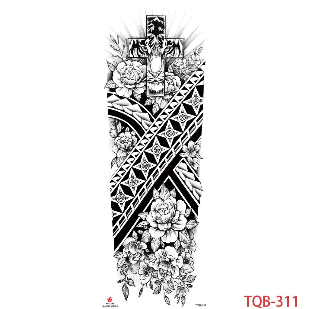 1 PC 480*170MM Large Temporary Tattoos Sleeve for Men Women Full Arm Selleve Tattoos Temporary Realistic Fake Wolf Tiger Lion Tattoo