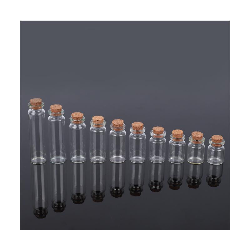 Small Transparent Glass Bottle with Cork Stopper