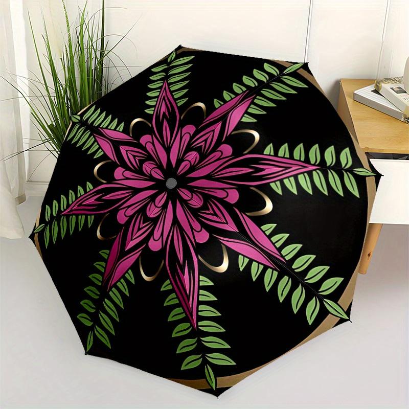 1pc Floral Mandala Automatic Opening/closing umbrella, Reinforced 8-Rib Construction, Compact Travel Umbrella yy250808159
