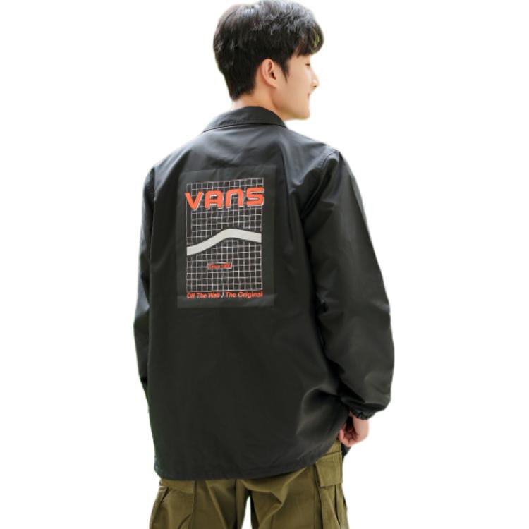 Vans Куртка с воротником и длинными рукавами с принтом на спине, верхняя одежда унисекс, черная VN0A5H8OBLK