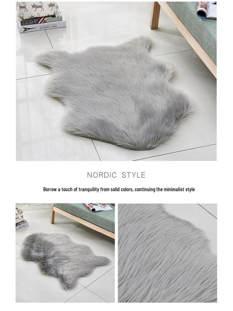 Modern Euro-Style Imitation Wool Long Pile Floor Mat for Living Room or Bedroom