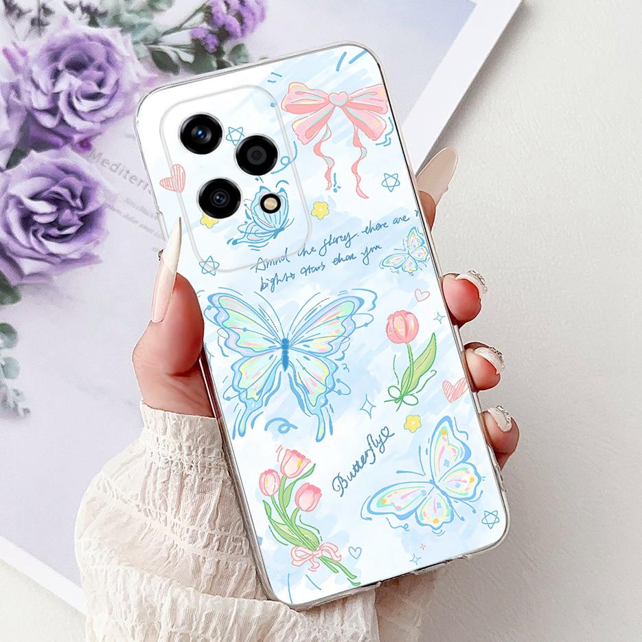 For Honor 200 Lite Case Cute Love Heart Butterfly Painted Cover Clear Silicone Phone Case For Honor 200 Lite 200Lite Soft Fundas