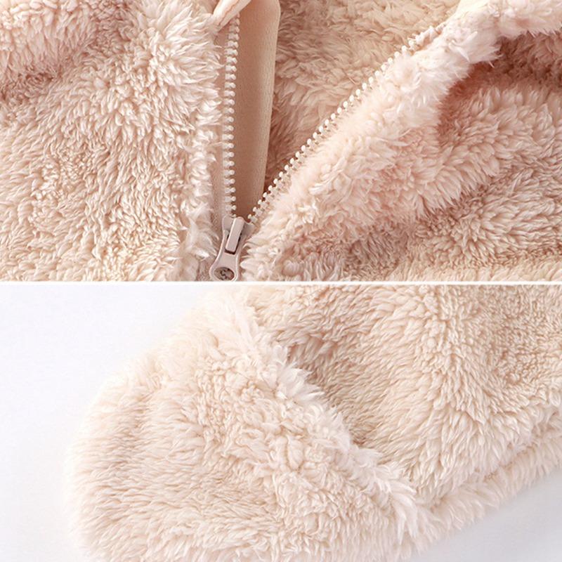 Infant Baby Hooded Romper Plush Jumpsuit