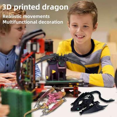 3D-печатный крылатый дракон, шарнирный дракон с рогами и крыльями, гибкий дракон, игрушка-фиджет, настольный питомец для домашнего офиса, декор для снятия стресса