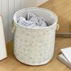 Cotton Linen Dirty Clothes Basket Cute Round Shape Foldable Laundry Basket Large Capacity with Handle Toys Storage Basket