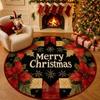 Santa Claus Christmas Rug 2D Flat Printed Christmas Doormat Round Vortex Carpet  Christmas