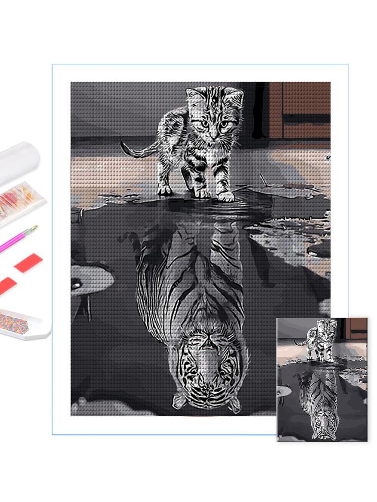 Картина маслом Свирепый тигр Личность DIY Полная дрель Алмазная декоративная живопись