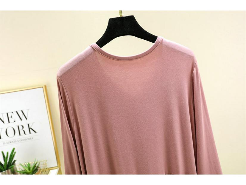 Женское модальное платье с длинным рукавом и расклешенным подолом с нагрудными подушечками - Большой размер, повседневное для весны, лета, осени