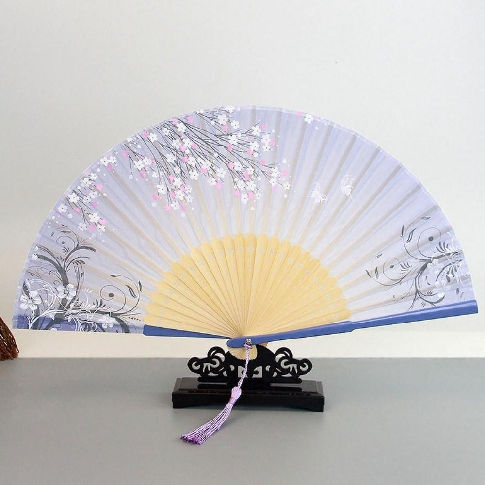 Bamboo Classical Dance Fan Silk Decorative Fan Vintage Style Fan for Hanfu Photography