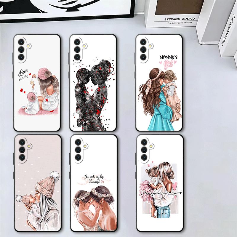 Mom Baby Girls Theme Soft Phone Case for Samsung A17 A37 A57 A16 A26 A36 A56 A15 A25 A35 A55 A14 A24 A34 A54 A13 A23 A33 A53 A52