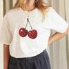Cherry Fashion Graphic Printed Cotton T-shirt Fruit Harajuku Large Slim Cherry Unisex's T-shirt Summer Breathable Short-sleeved