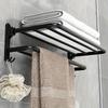 1pc Towel Rack with Hooks, Hole-Free Clothes Organiser for Bathroom, Toilet Storage Bath Towel Holder