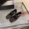 French Evening Wind Silver Single Shoes Girl 2025 New Summer Flat Temperament Fairy Commuting Square Head Shallow Mouth Mary Jane