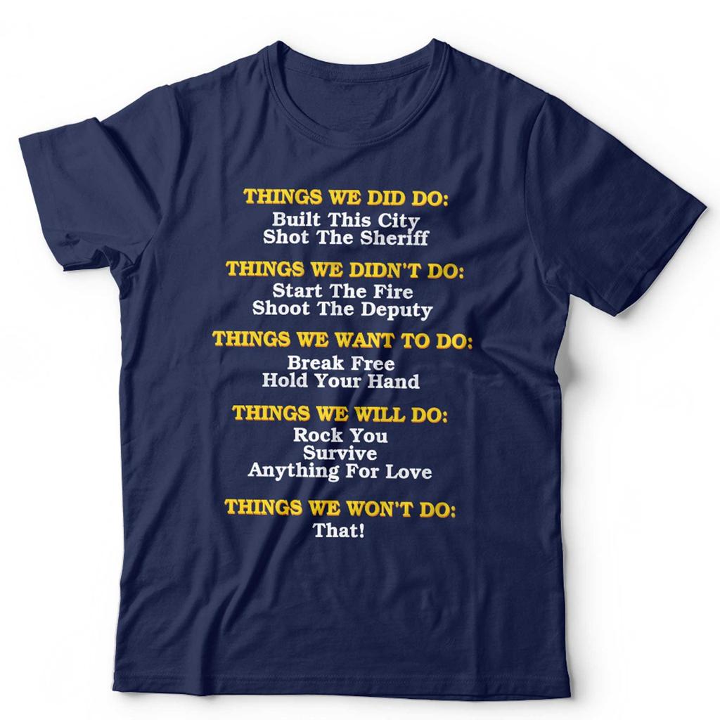 Funny Music Lyrics T Shirt Unisex Rock Pop Song Titles Music Lover Gift Graphic