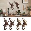 Pack of 2 Vintage Iron Deer Head Wall Hooks Portable Accessory for Hanging Clothes Hats In Home and Garden Decoration