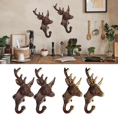 Набор из 2 прочных чугунных крючков в виде рогов для пальто, полотенец, декоративные вешалки для прихожей, домашний аксессуар для повседневного использования