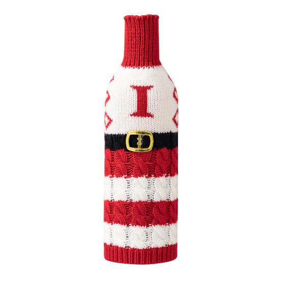 Рождественский чехол для бутылки вина, многоразовый вязаный чехол с буквами, праздничный декор стола