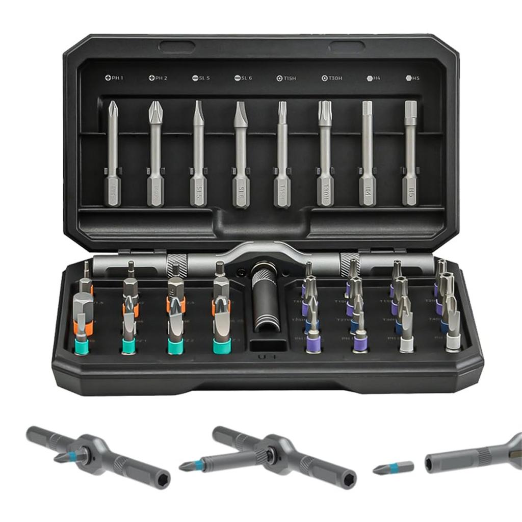 Magnetic Screwdriver,24&1 Magnetic Screwdriver Set, DIY Ratchet Screwdriver Set, Detachable Ratchet Handle, Portable Compact Tool Kit (42-in-1