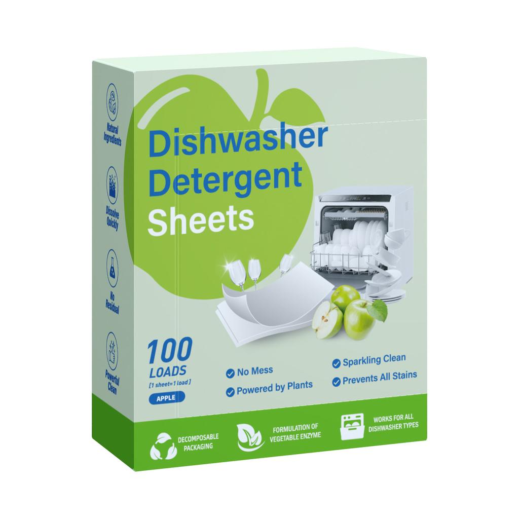 Dishwasher Tablets 100 Pack, Eco-Friendly Dishwasher Detergent, No Plastic To Tablets