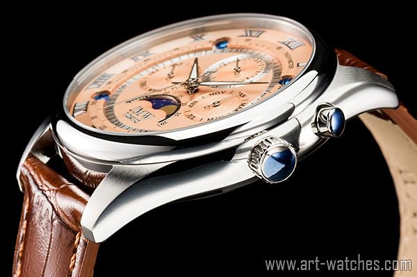 JMW TOKYO Мужские часы с фазой Луны, японский механизм, водонепроницаемость 100 м, ремешок из натуральной кожи, JMW0006PGS