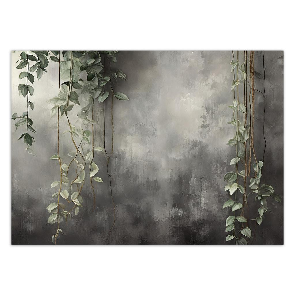 Обои Листья на фоне бетона