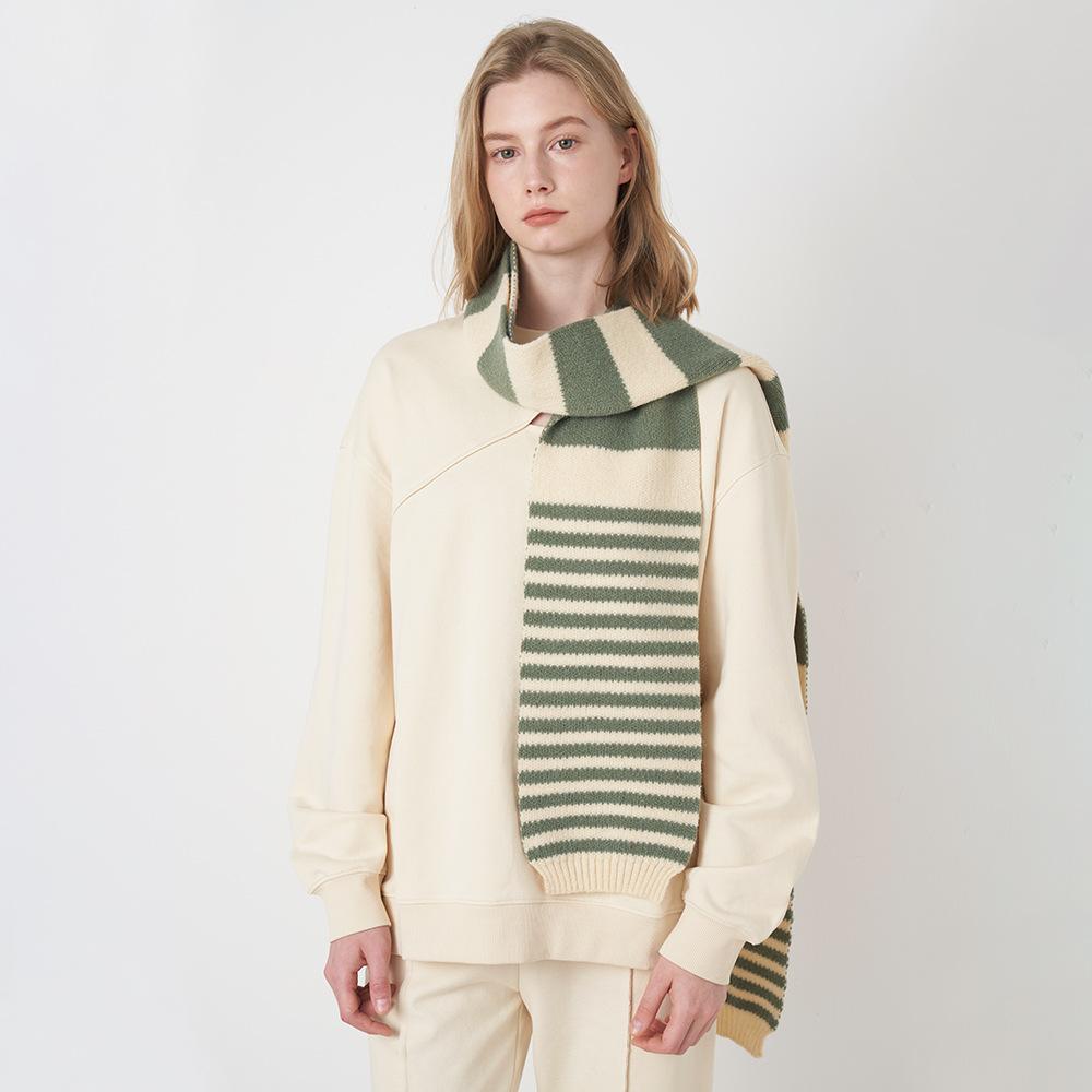 Winter New Striped Knitted Scarf Women's Warm and Versatile Couple Wool Long Scarf