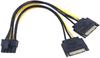 GPU Graphics Card Auxiliary Power 2 X SATA Male To Dual PCIe Female Cable, 15-Pin 8(6+2)-Pin (1 Cable)