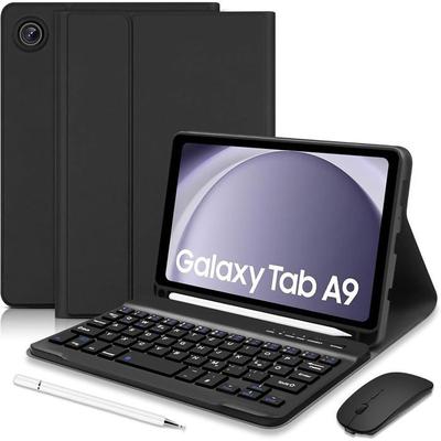 Чехол-клавиатура - BOOLING - Samsung Galaxy Tab A9 - Защита из полиуретана - Клавиатура AZERTY - Беспроводная мышь