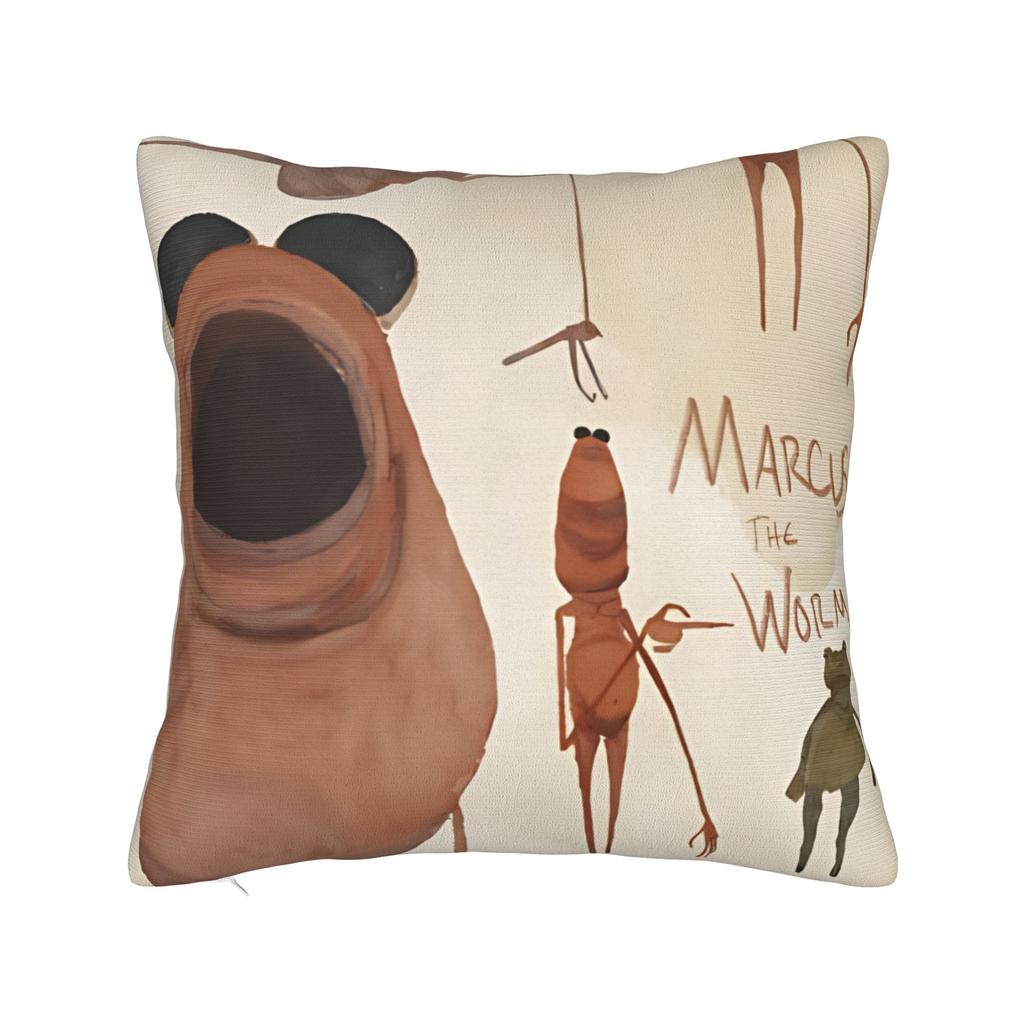 Marcus the Worm Rigatoni Square Pillow Case Cushion Covers Zippered Decorative Throw Pillow Case Cover for Home 18"x18"