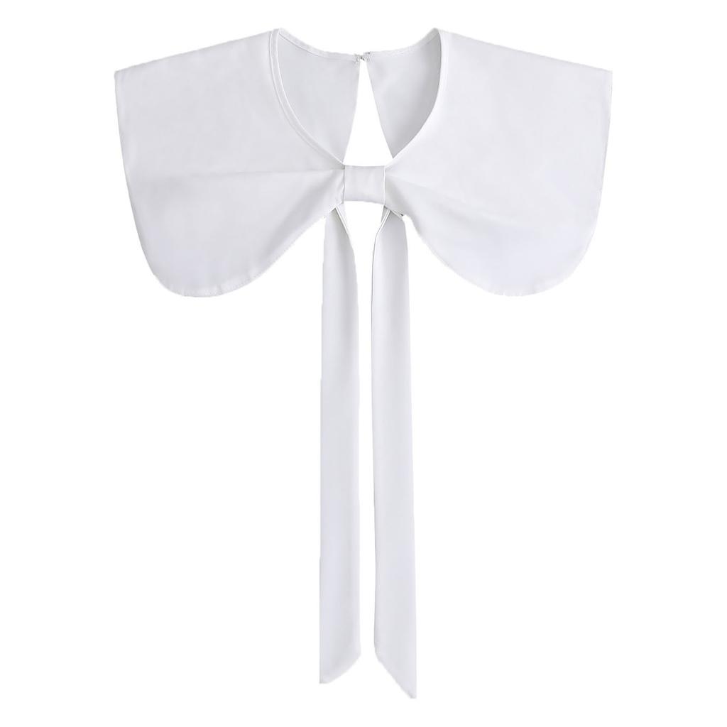 Lapel Bowknots False Collar for Women Blouse Half Shirt Detachable Collar Big Lapel Shoulder Wraps Cape Girls Fake Collar