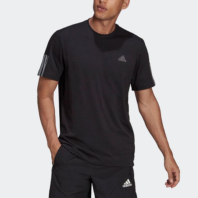 adidas Футболка с коротким рукавом в полоску с логотипом, повседневная, мужская, черная HD4323