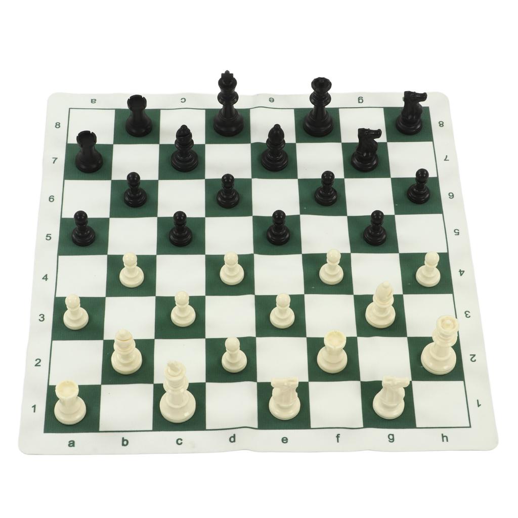 Chess Set with PP Chess Pieces Imitation Leather PU Chess Board Binding Velvet Bag Travel Chess Board Game Sets for Kids