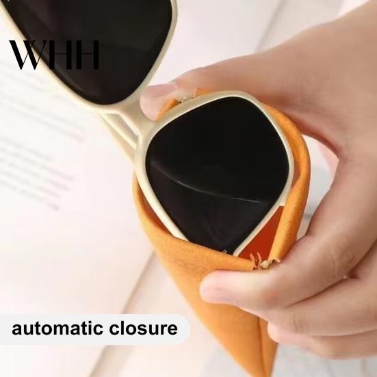 Stylish Sunglasses Pouch 2 Pcs Soft Auto-Closing Case Faux Leather Soft-lined Eyeglass Organizer Anti-Scratch Lining Compact Glasses Bag Microfiber