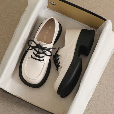 Маленькие кожаные туфли на толстой подошве для женщин с мягкой подошвой