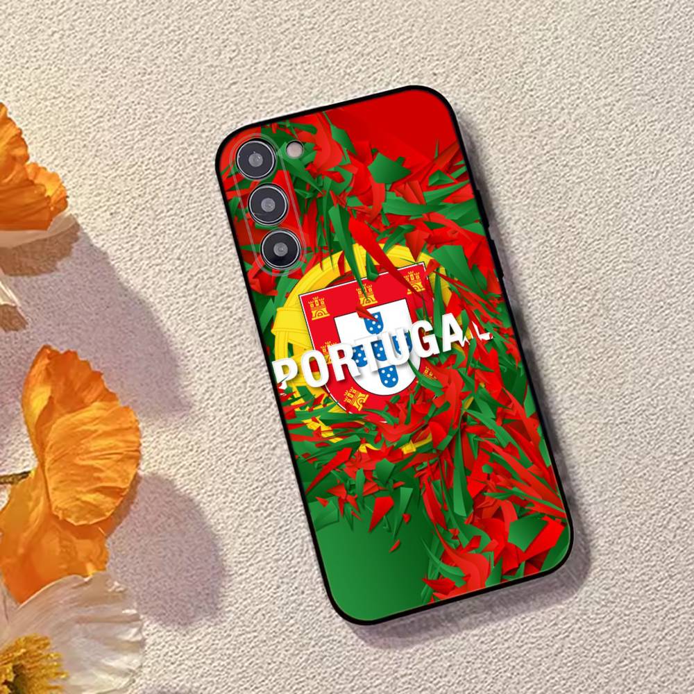 P-Portugal Flag Soccer Support Phone Case Black Silicone Soft For Samsung Galaxy A73,A72,A71,A70,A53,A52,A51